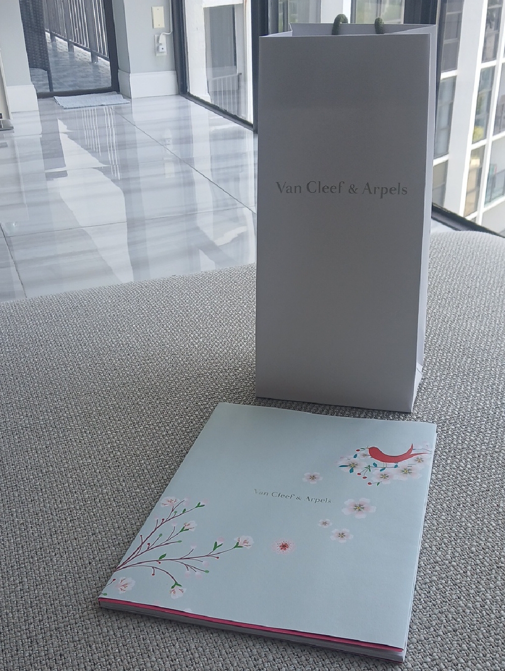 Van Cleef & Arpels Light Blue Floral Gift Bag and Folder